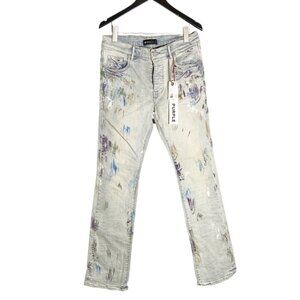 NWT Purple Brand P004 Bootcut Super Light Indigo With Paint Jean Size 32